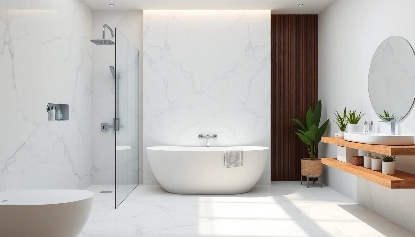 Showcasing elegant showers uk in a luxurious marble bathroom setting, bright and inviting.