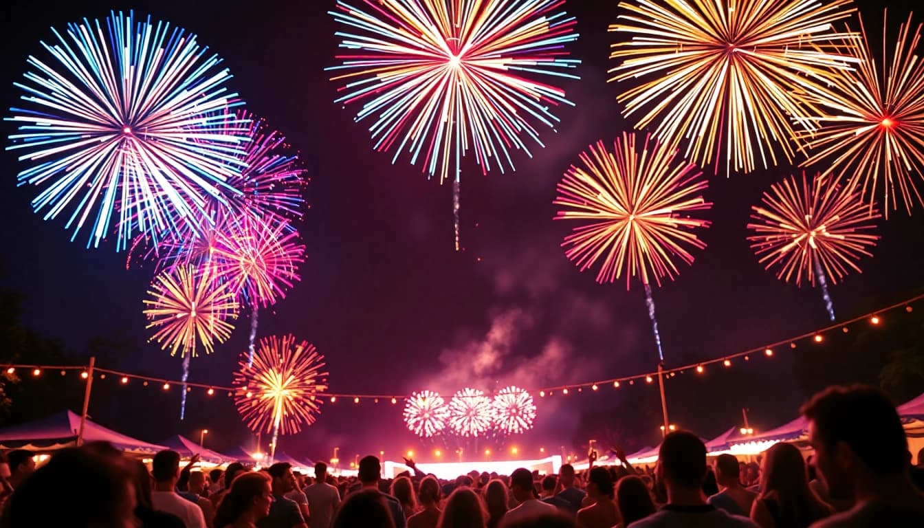 Watch stunning fireworks for sale creating a magical night as people gather to enjoy the celebration.